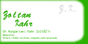 zoltan kahr business card